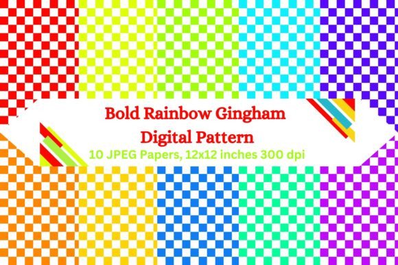 Download Bold Rainbow Gingham Digital Pattern - Rainbow gingham Collection