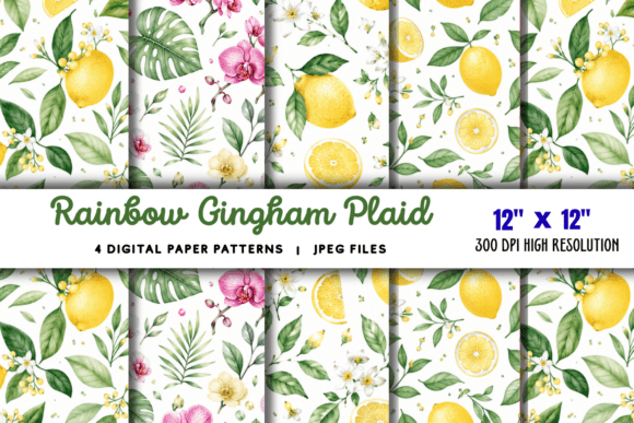 Download Rainbow Gingham Plaid Digital Paper - Rainbow gingham Collection