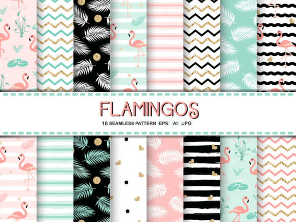 Download Gold Glitter Flamingo Digital Paper - Flamingo digital paper Collection