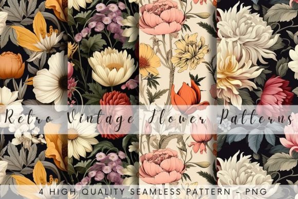 Download Vintage Retro Flower Pattern Sublimation - Retro flower pattern Collection