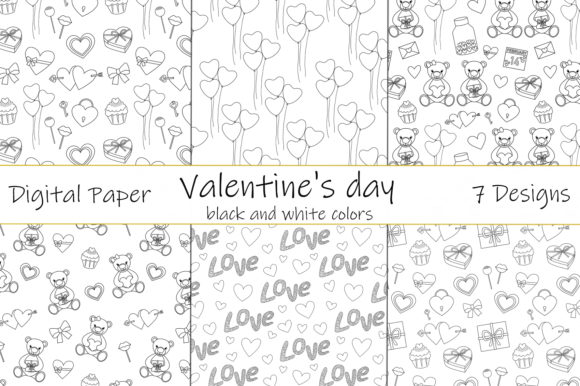 Download Patterns Valentine's Day Black and White - Valentine's day Collection