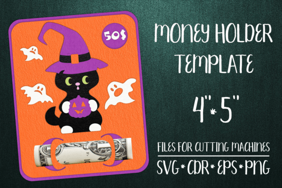 Download Black Cat Halloween Card Money Holder - Black Collection