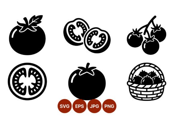Download Tomato Fruit Black and White Icons - Black Collection