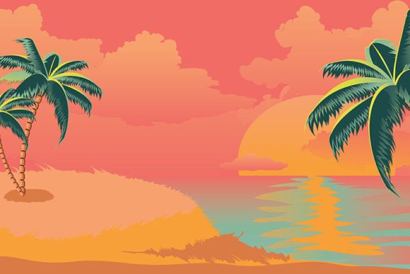 Download Sunrise Tropical Island with Palms - Palms Collection