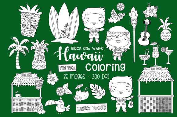 Download Black and White Hawaii Luau Culture - Black Collection