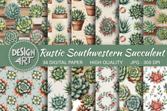 Download Rustic Southwestern Succulent Pattern - Rustic Collection