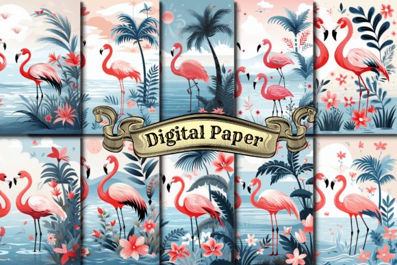 Download Pink Flamingo Digital Paper - Flamingo digital paper Collection