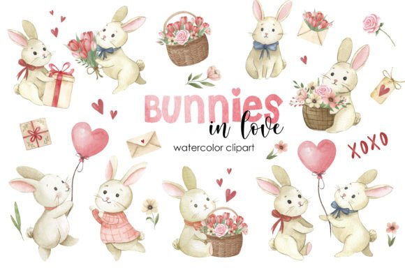 Download Cute Bunnies Valentine's Day Clipart - Valentine's day Collection