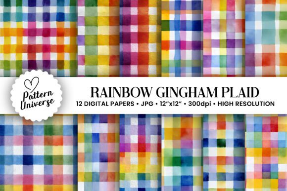 Download Watercolor Rainbow Gingham Plaid - Rainbow gingham Collection