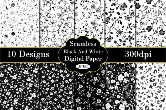 Download Black and White Background Digital Paper - Black Collection