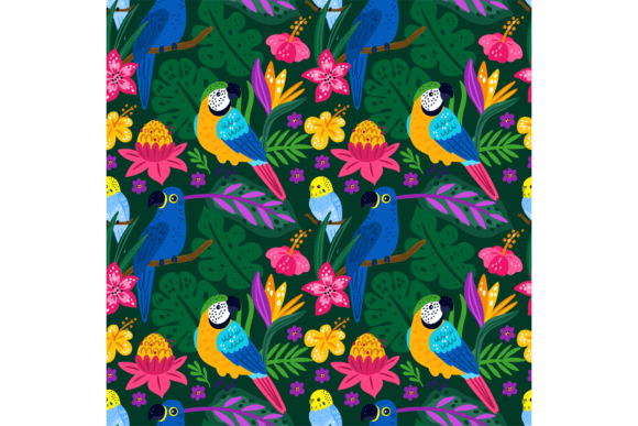Download Seamless Exotic Birds. Tropical Bright P - Bright Collection