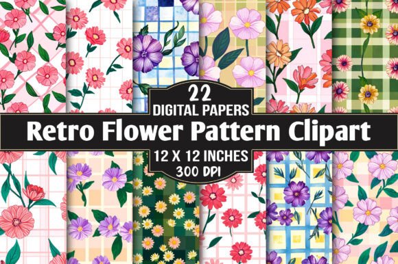 Download Retro Flower Pattern Clipart PNG - Retro flower pattern Collection